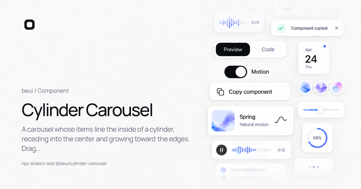 Cylinder Carousel · React motion component · beUI