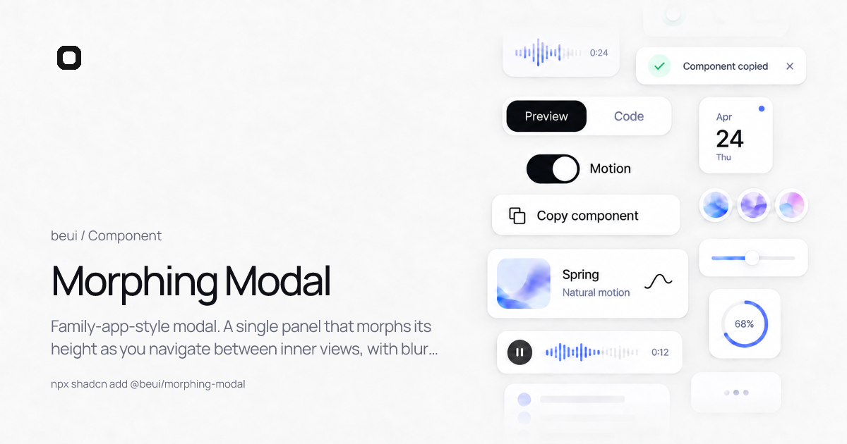 Morphing Modal · React motion component · beUI