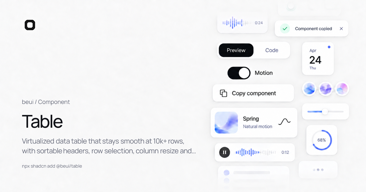 Table · React motion component · beUI